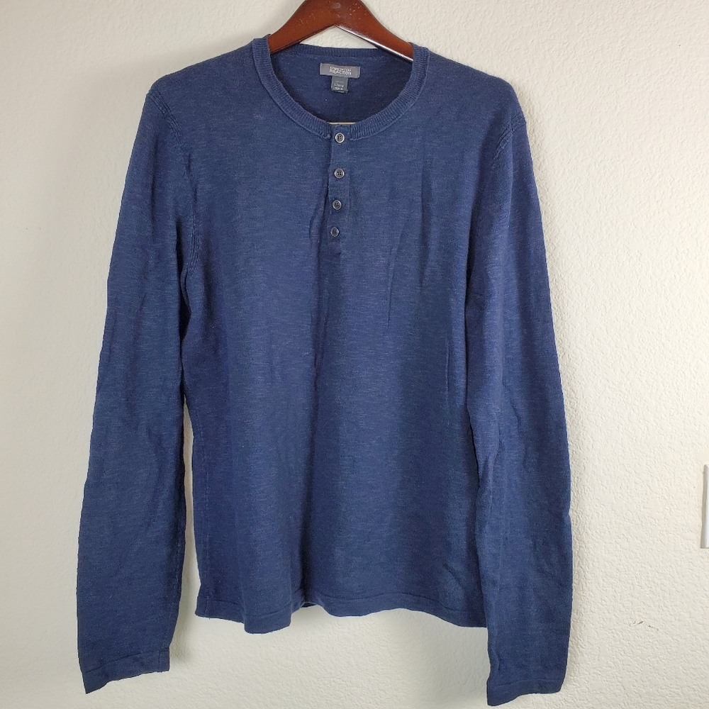 Kenneth Cole Blue Henley Sweater Large
